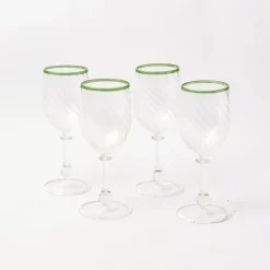 Olive Rim Swirl Wine Glasses (Set Of 4)|Mrs. Alice New