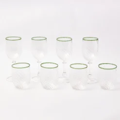 Olive Rim Swirl Wine Glasses (Set Of 4)|Mrs. Alice New