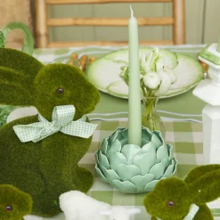 Pale Green Artichoke Candle Holder (Pair)|Mrs. Alice Outlet