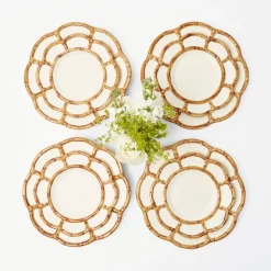 Petal Bamboo Ceramic Dinner & Starter Plates (Set Of 8)|Mrs. Alice Discount