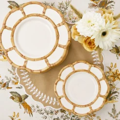 Petal Bamboo Ceramic Dinner & Starter Plates (Set Of 8)|Mrs. Alice Discount