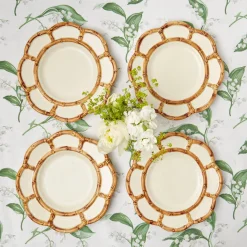 Petal Bamboo Ceramic Dinner & Starter Plates (Set Of 8)|Mrs. Alice Discount