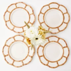 Petal Bamboo Ceramic Dinner & Starter Plates (Set Of 8)|Mrs. Alice Best