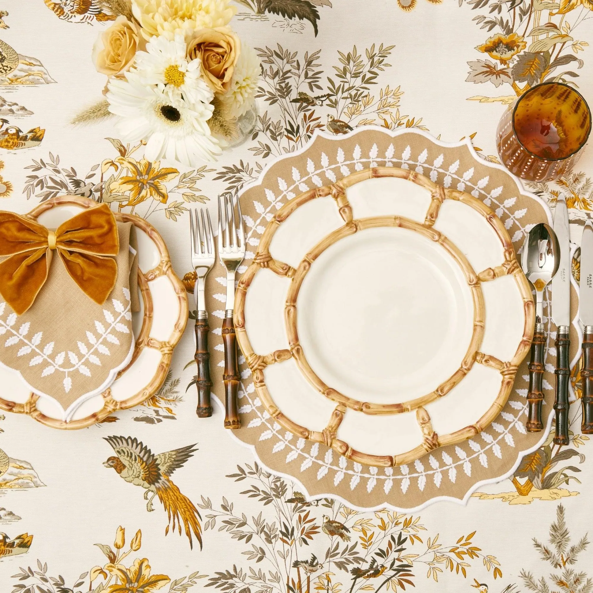 Petal Bamboo Ceramic Dinner & Starter Plates (Set Of 8)|Mrs. Alice Best