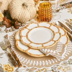 Petal Bamboo Ceramic Dinner & Starter Plates (Set Of 8)|Mrs. Alice Best