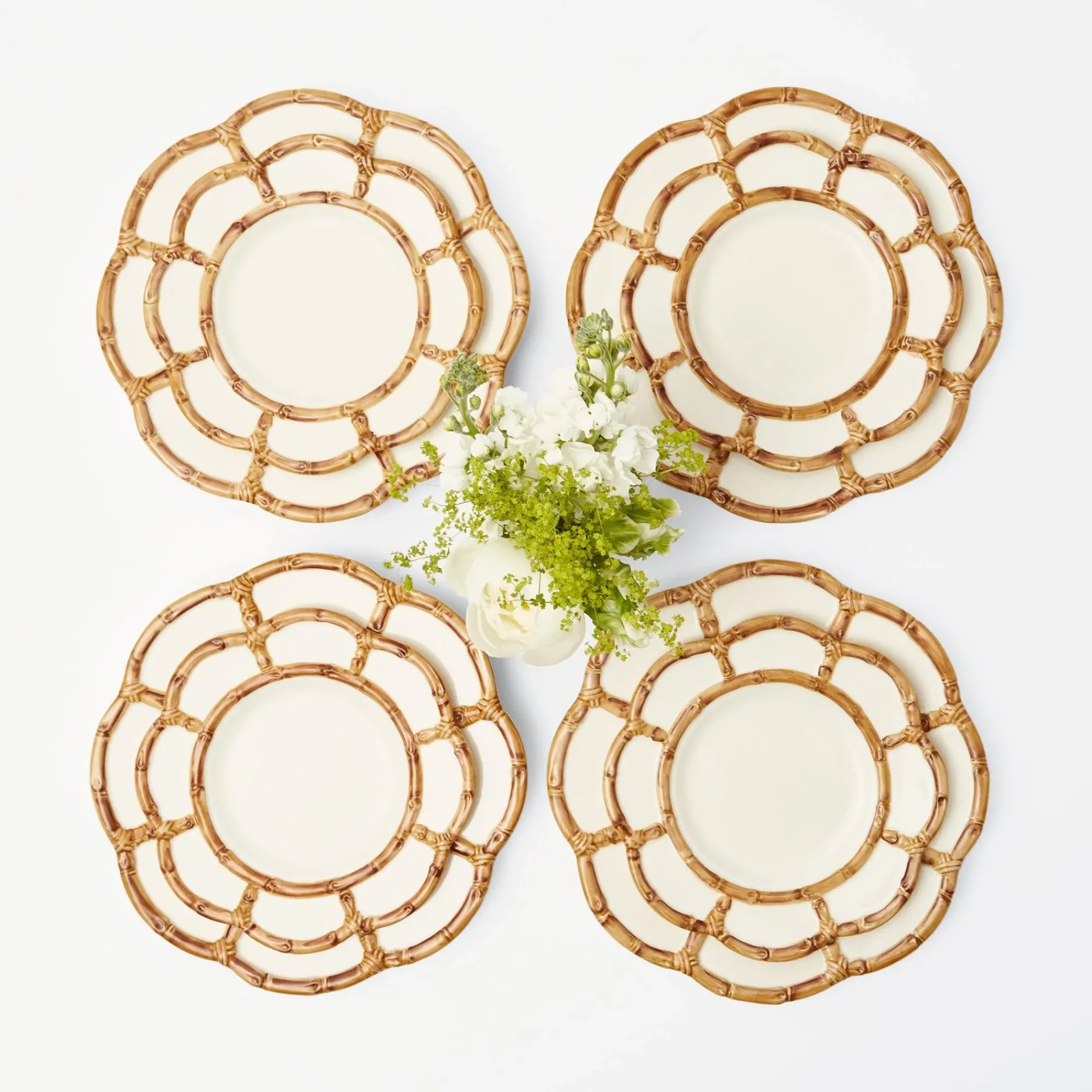 Petal Bamboo Ceramic Dinner & Starter Plates (Set Of 8)|Mrs. Alice Sale