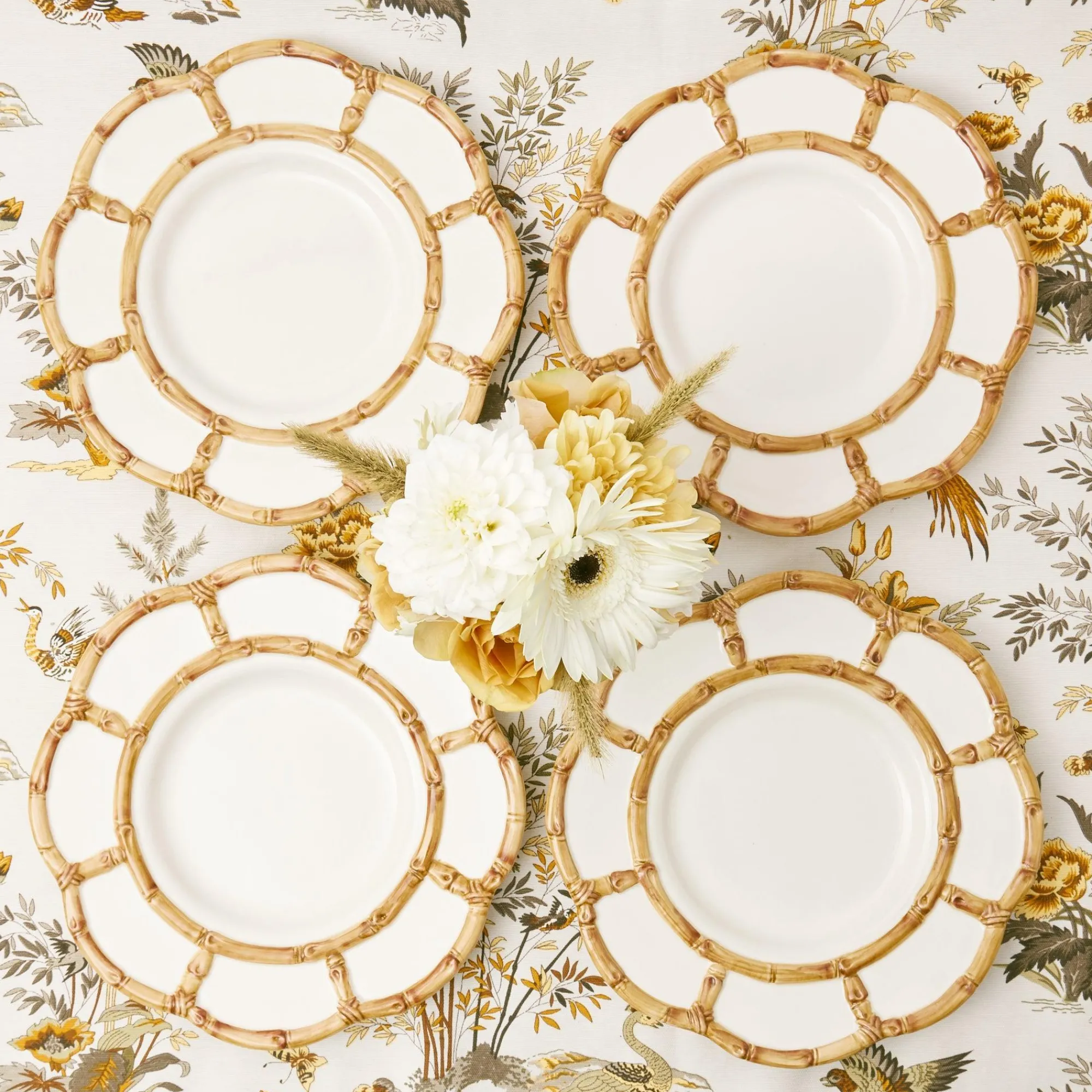 Petal Bamboo Ceramic Dinner & Starter Plates (Set Of 8)|Mrs. Alice Sale