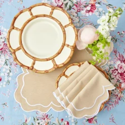 Petal Bamboo Ceramic Dinner & Starter Plates (Set Of 8)|Mrs. Alice Sale