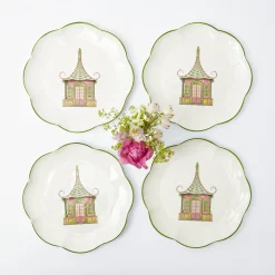 Pink & Green Pagoda Dinner Plate (Set Of 4)|Mrs. Alice Outlet