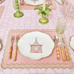 Pink & Green Pagoda Dinner Plate (Set Of 4)|Mrs. Alice Outlet