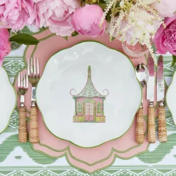 Pink & Green Pagoda Dinner Plate (Set Of 4)|Mrs. Alice Outlet