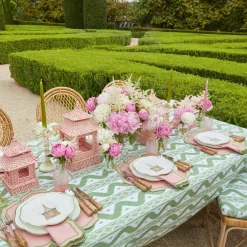 Pink & Green Pagoda Dinner & Starter Plates (Set Of 8)|Mrs. Alice Hot