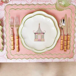 Pink & Green Pagoda Dinner Plate (Set Of 4)|Mrs. Alice Hot