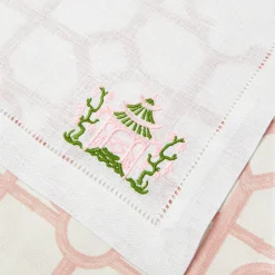 Pink & Green Pagoda Napkins (Set Of 4)|Mrs. Alice