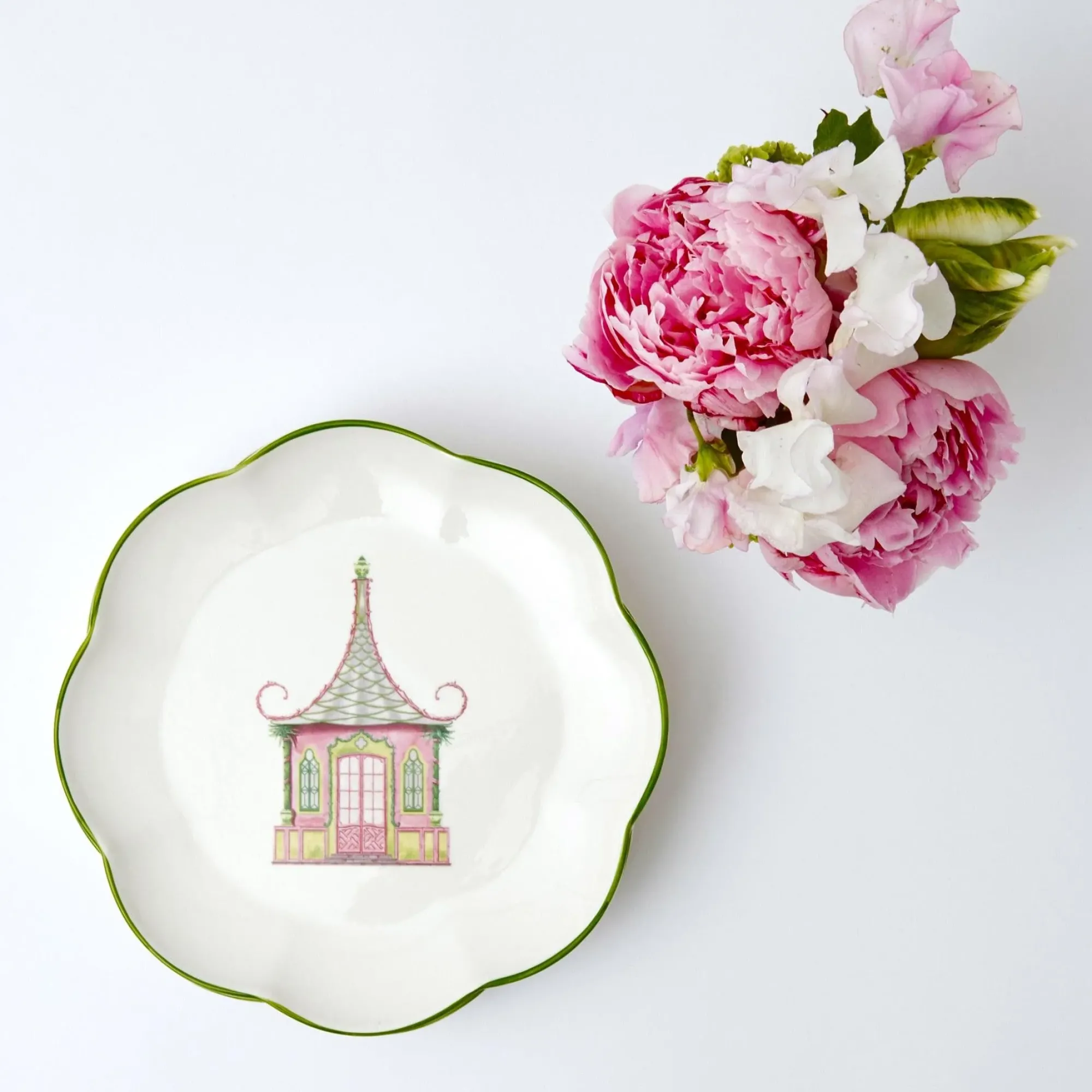 Pink & Green Pagoda Starter Plate (Set Of 4)|Mrs. Alice Outlet