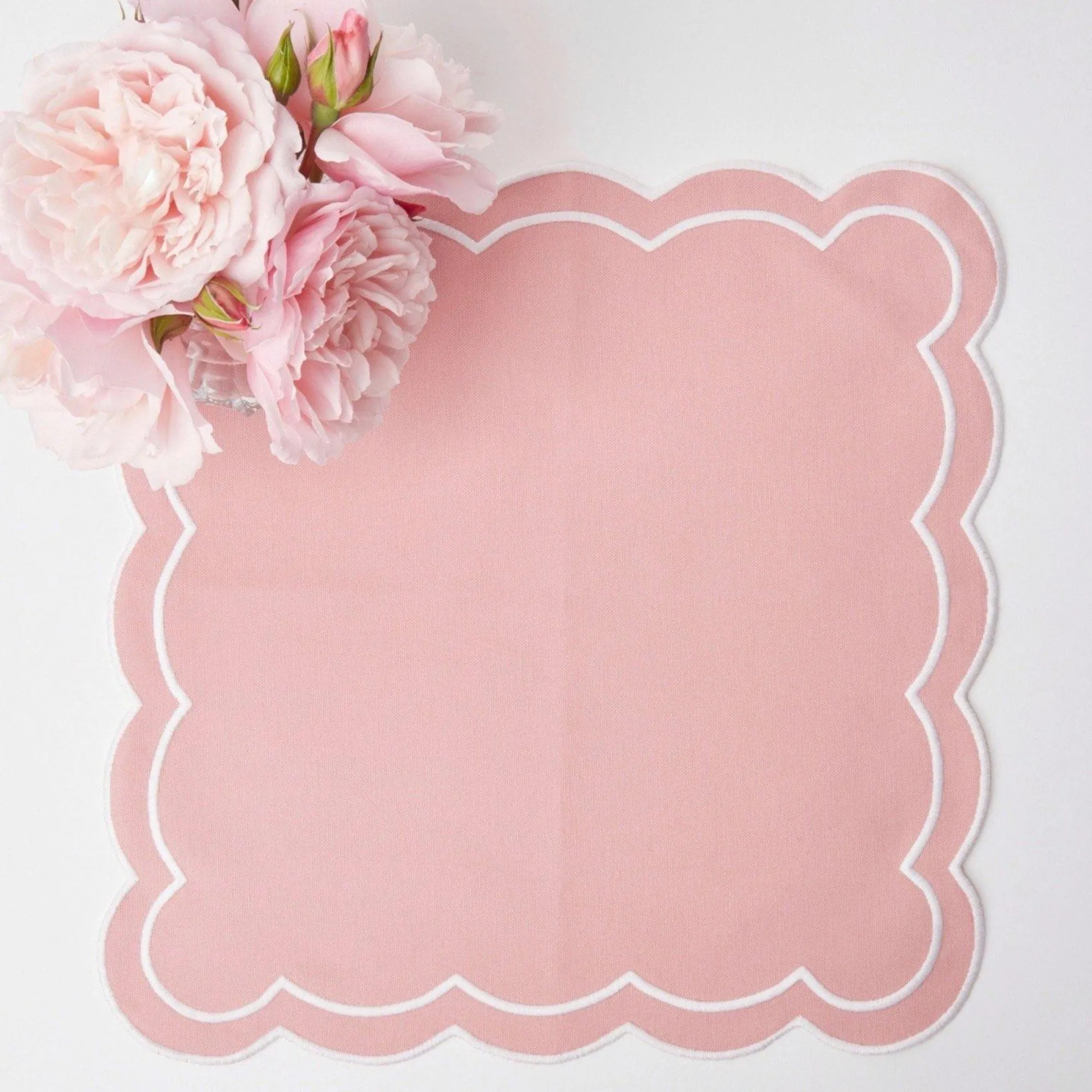 Pink Applique Napkins (Set Of 4)|Mrs. Alice Discount