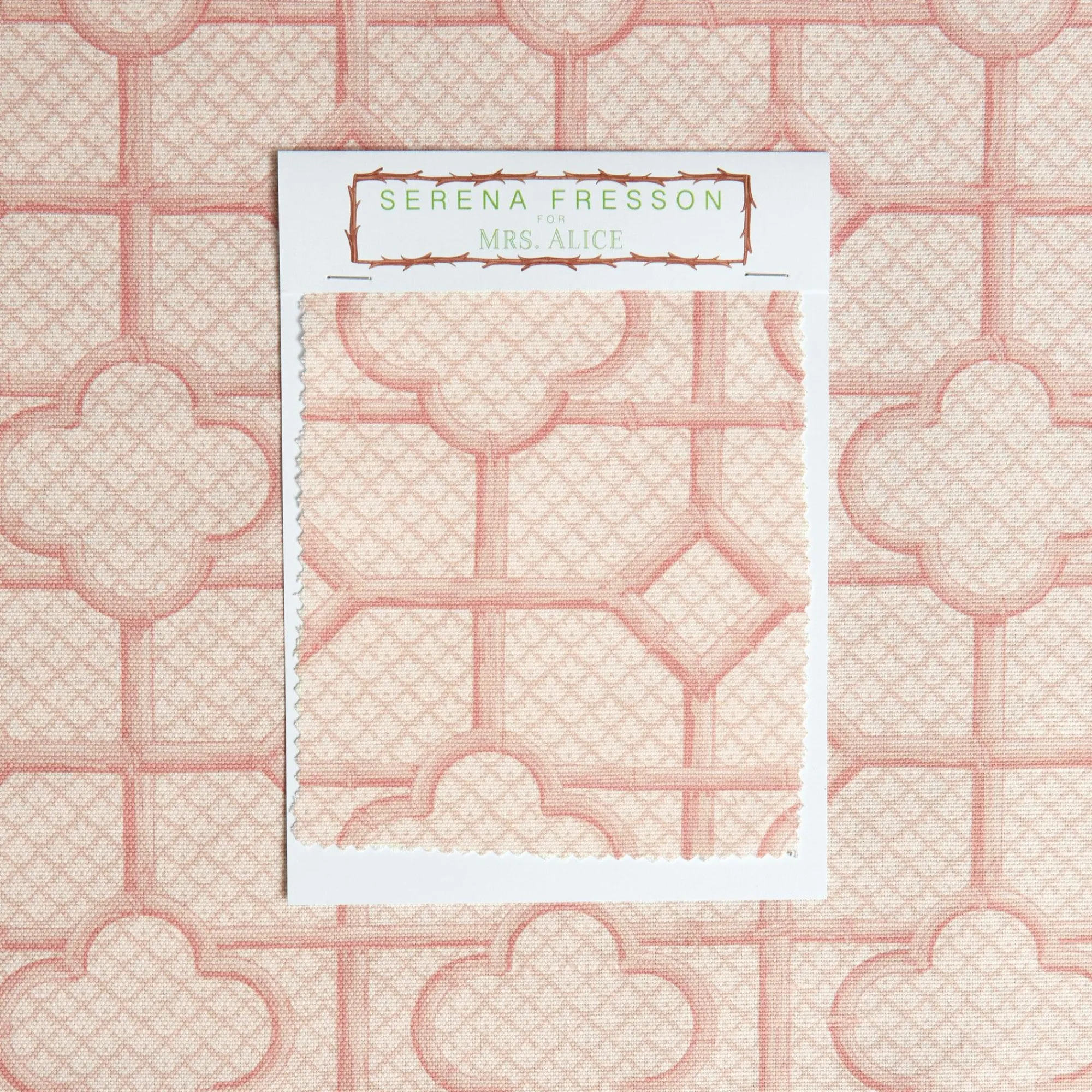 Pink Bamboo Trellis Fabric|Mrs. Alice Sale