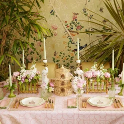 Pink Bamboo Trellis Tablecloth|Mrs. Alice