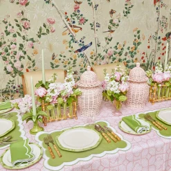Pink Bamboo Trellis Tablecloth|Mrs. Alice