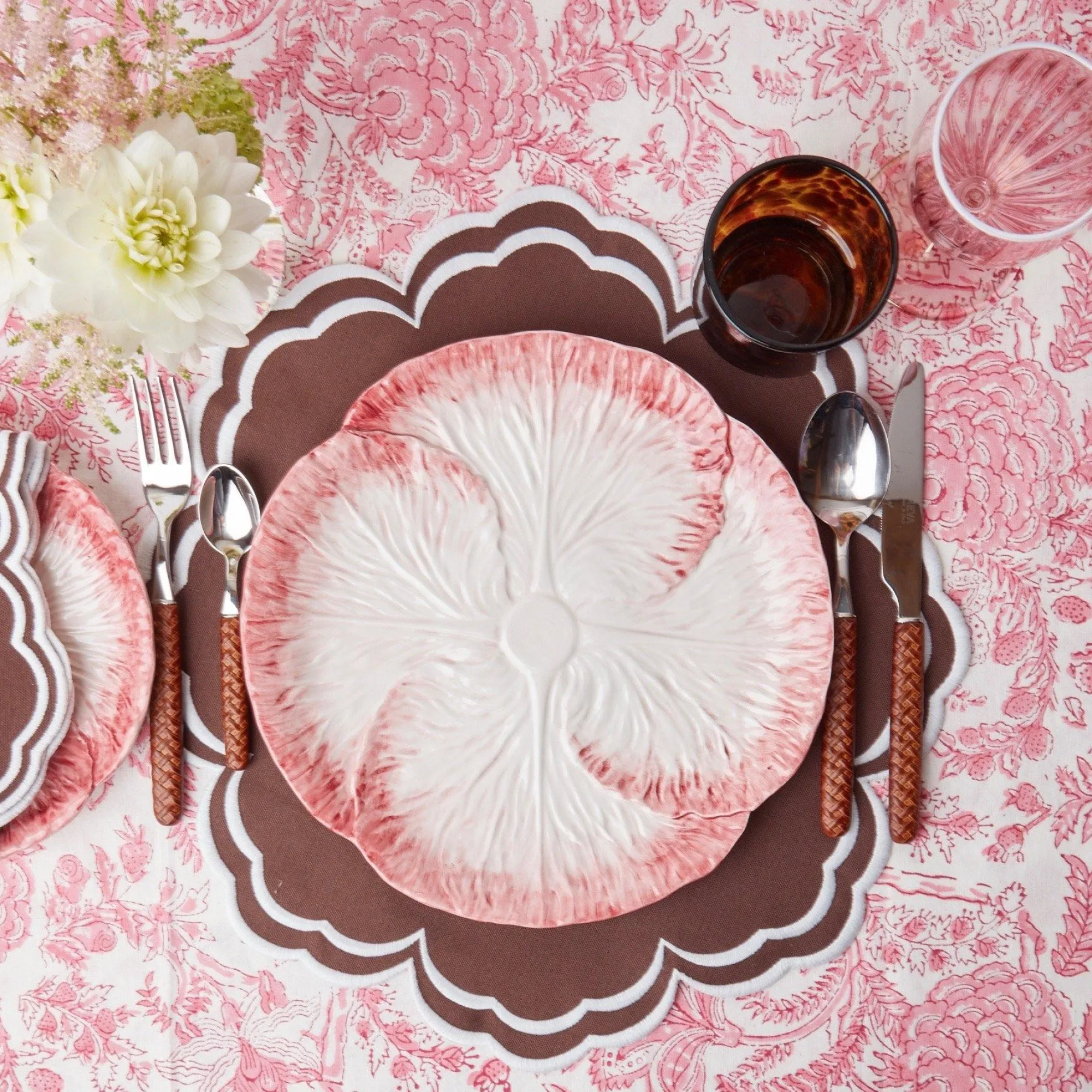 Pink Capri Lettuce Dinner Plate|Mrs. Alice Hot