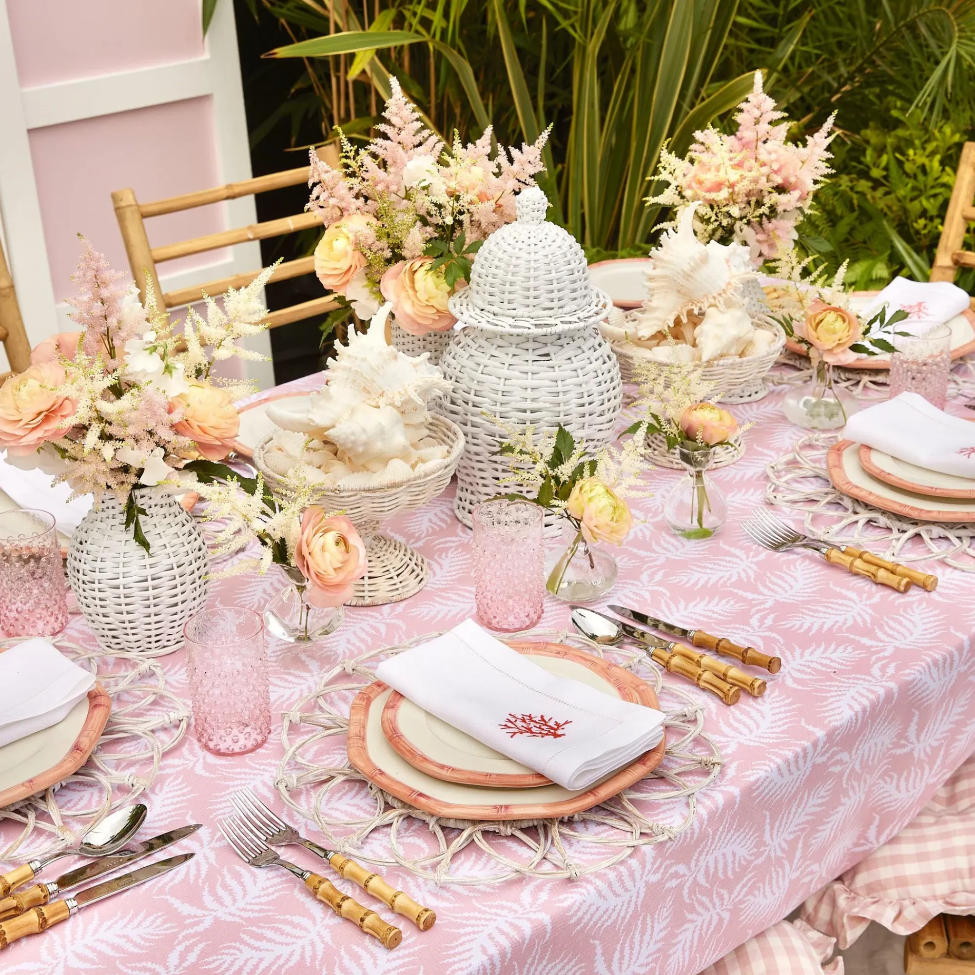 Pink Geometric Bamboo Starter Plate (Set Of 4)|Mrs. Alice Best