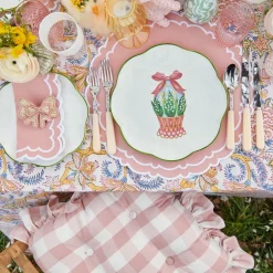 Pink Gingham Ruffle Seat Pad Cushion (Set Of 4)|Mrs. Alice Sale