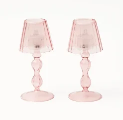 Pink Glass Lantern Tea Light Holder Set|Mrs. Alice Best