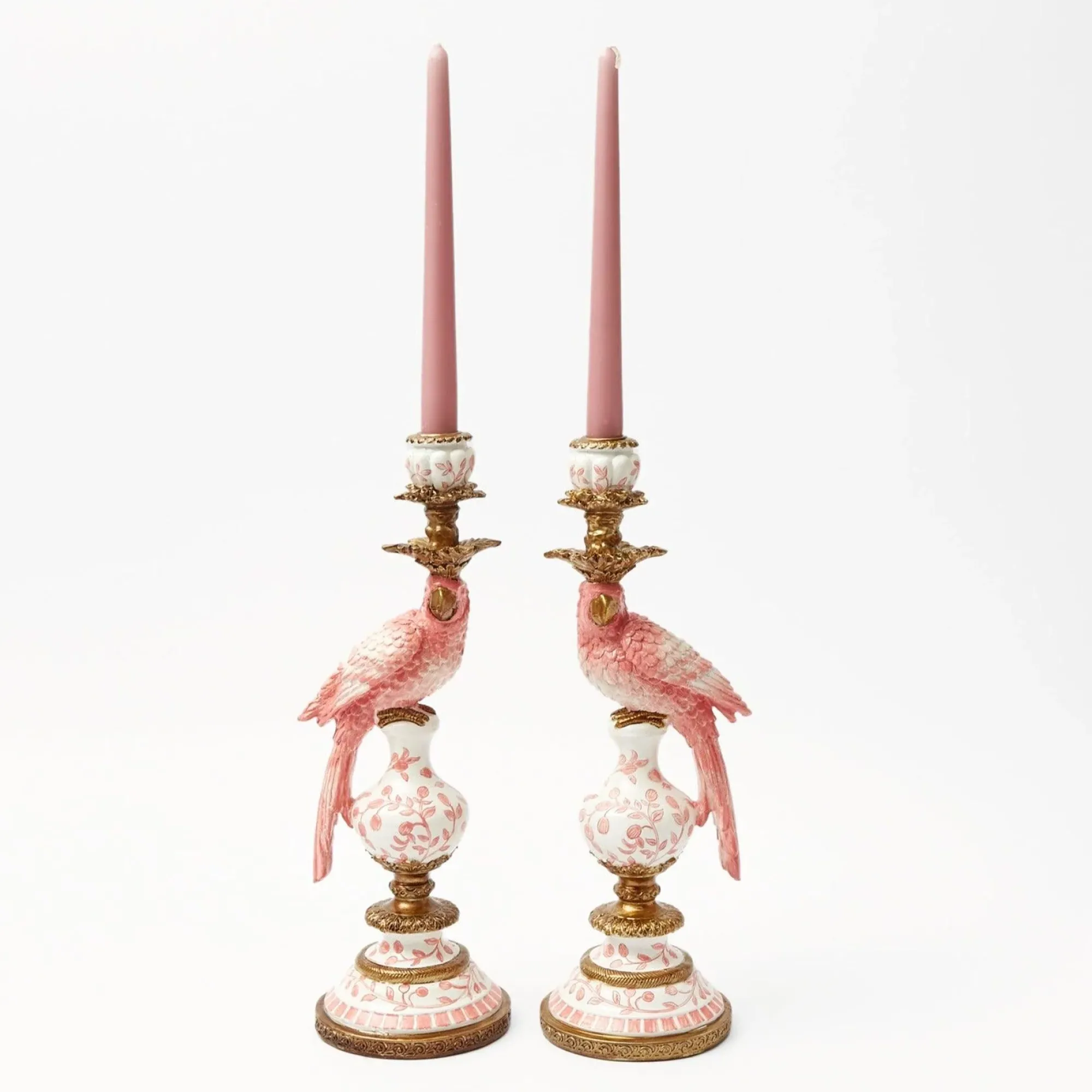 Pink Parrot Candle Holder (Pair)|Mrs. Alice Sale