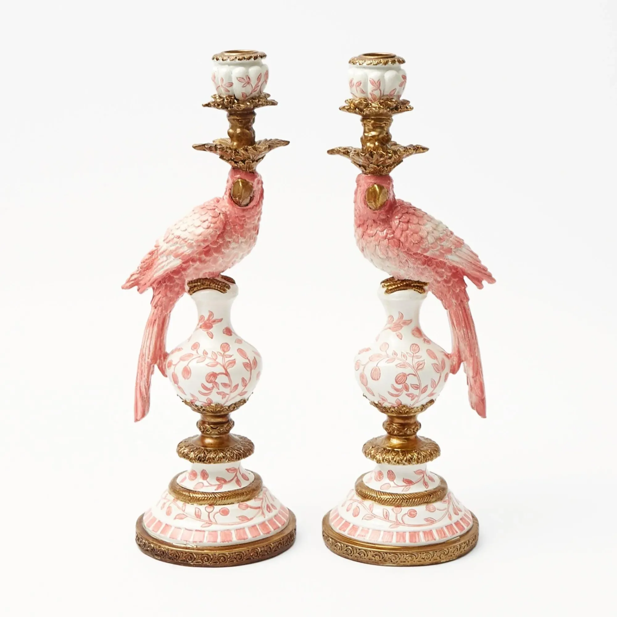 Pink Parrot Candle Holder (Pair)|Mrs. Alice Sale