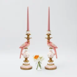 Pink Parrot Candle Holder (Pair)|Mrs. Alice Sale