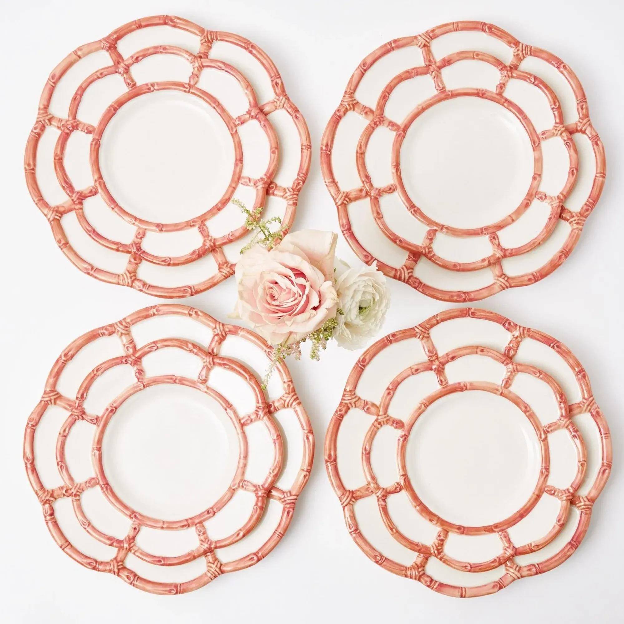 Pink Petal Bamboo Starter Plates (Set Of 4)|Mrs. Alice Outlet
