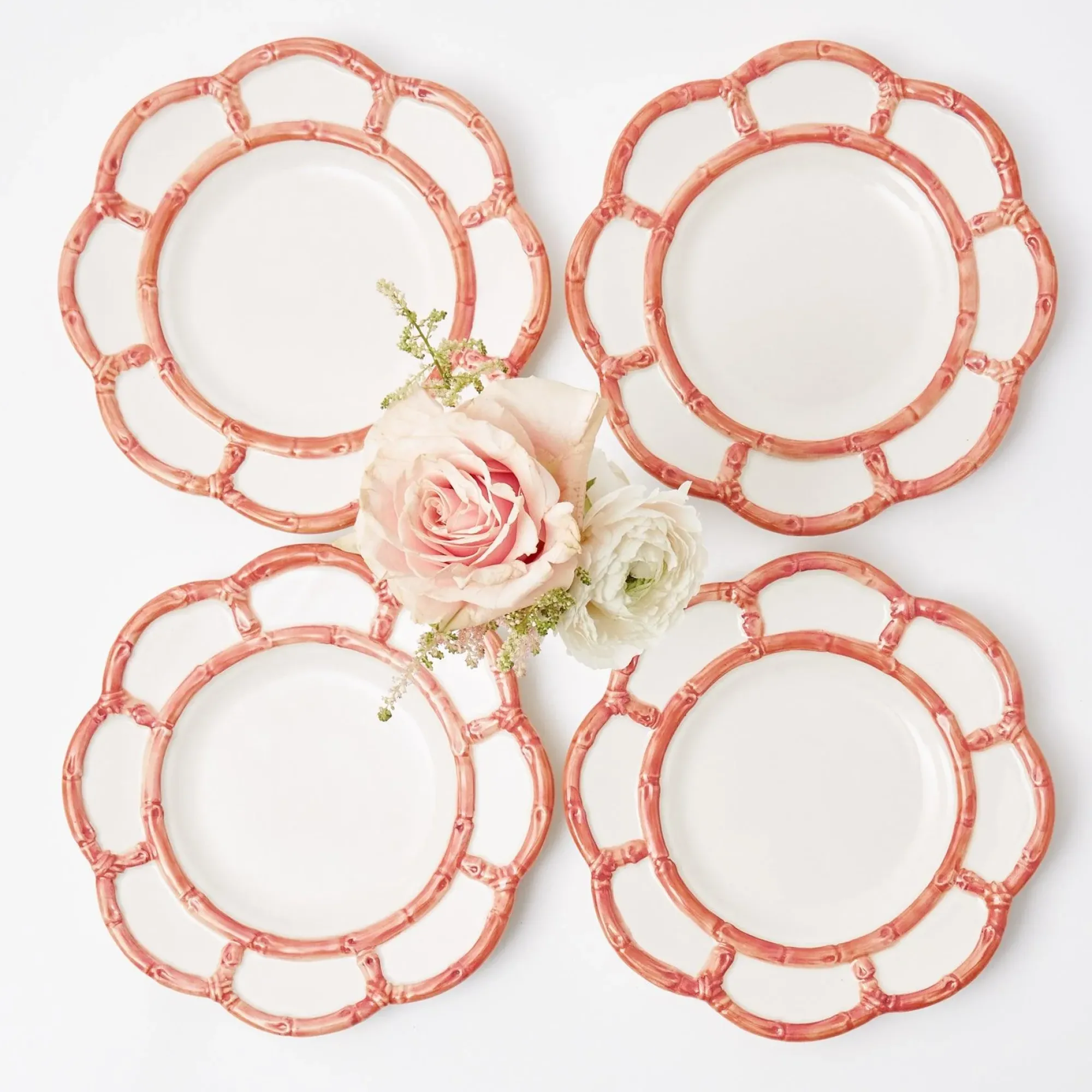 Pink Petal Bamboo Starter Plates (Set Of 4)|Mrs. Alice Outlet
