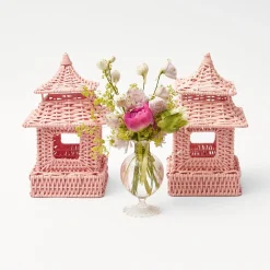 Pink Rattan Pagoda Lantern Set|Mrs. Alice Best