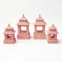 Pink Rattan Pagoda Lantern Set|Mrs. Alice