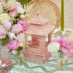 Pink Rattan Pagoda Lantern Set|Mrs. Alice