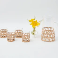 Raffia Water Glasses & Jug Set|Mrs. Alice Discount