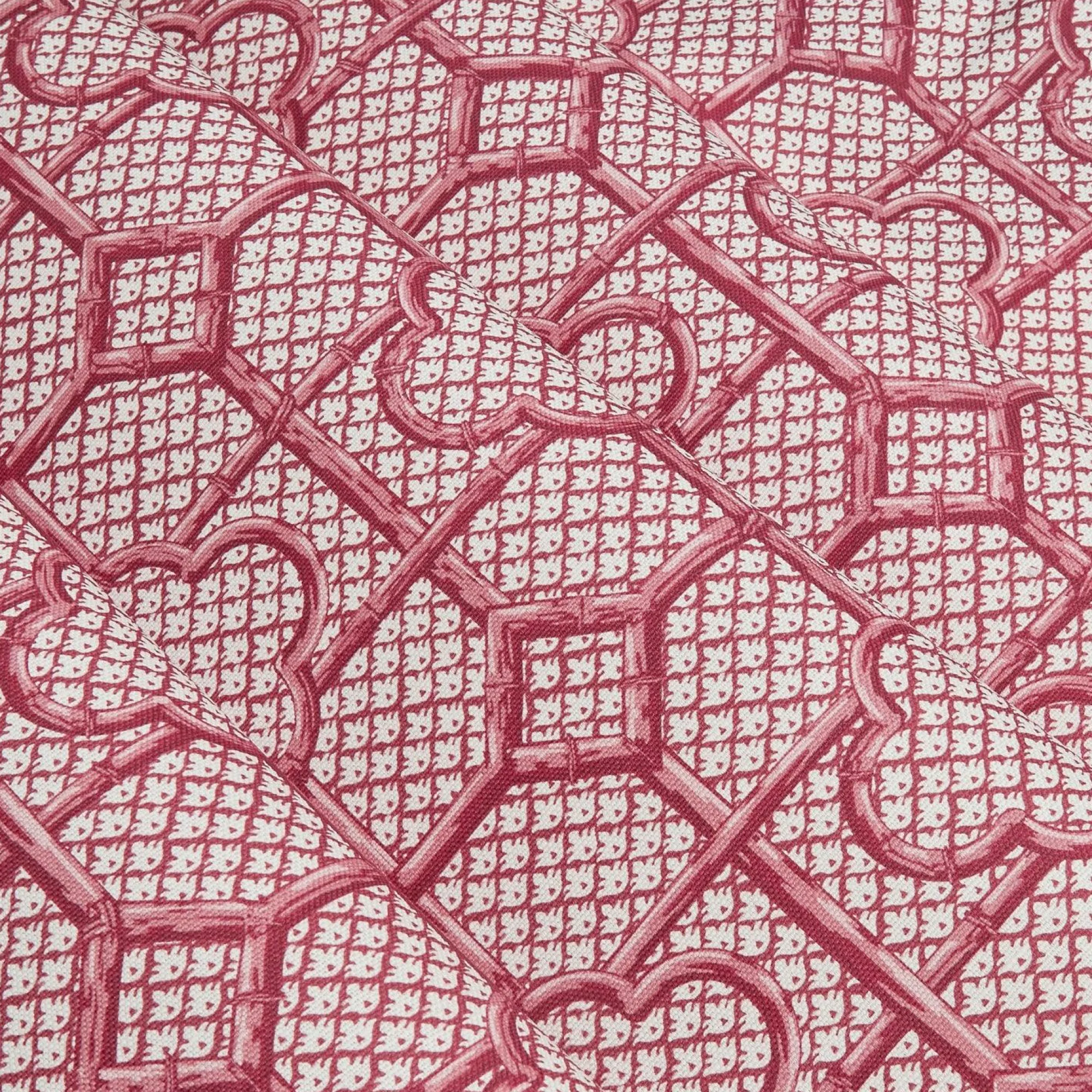 Raspberry Pink Bamboo Trellis Fabric|Mrs. Alice Online