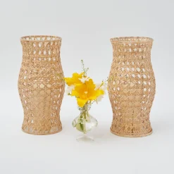 Rattan Hurricane Lantern (Pair)|Mrs. Alice Hot