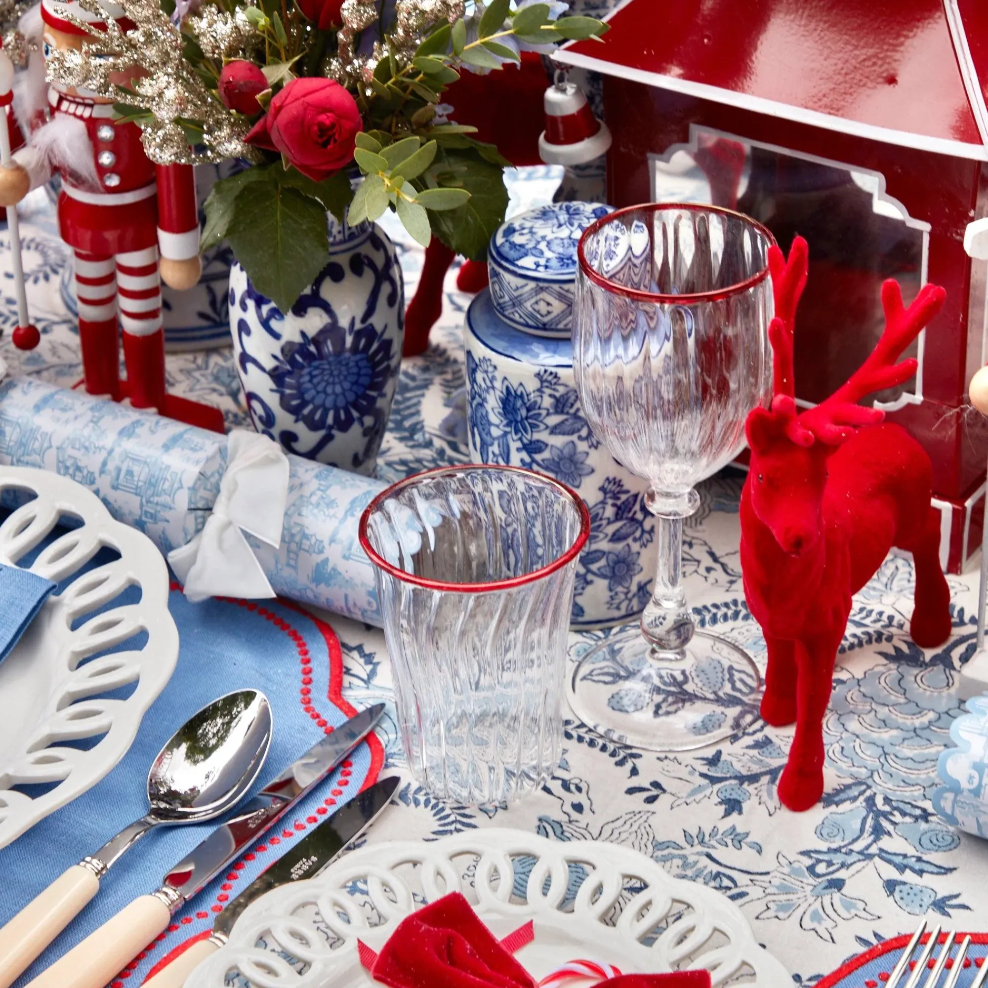 Red Rim Glassware (Set Of 8)|Mrs. Alice Discount