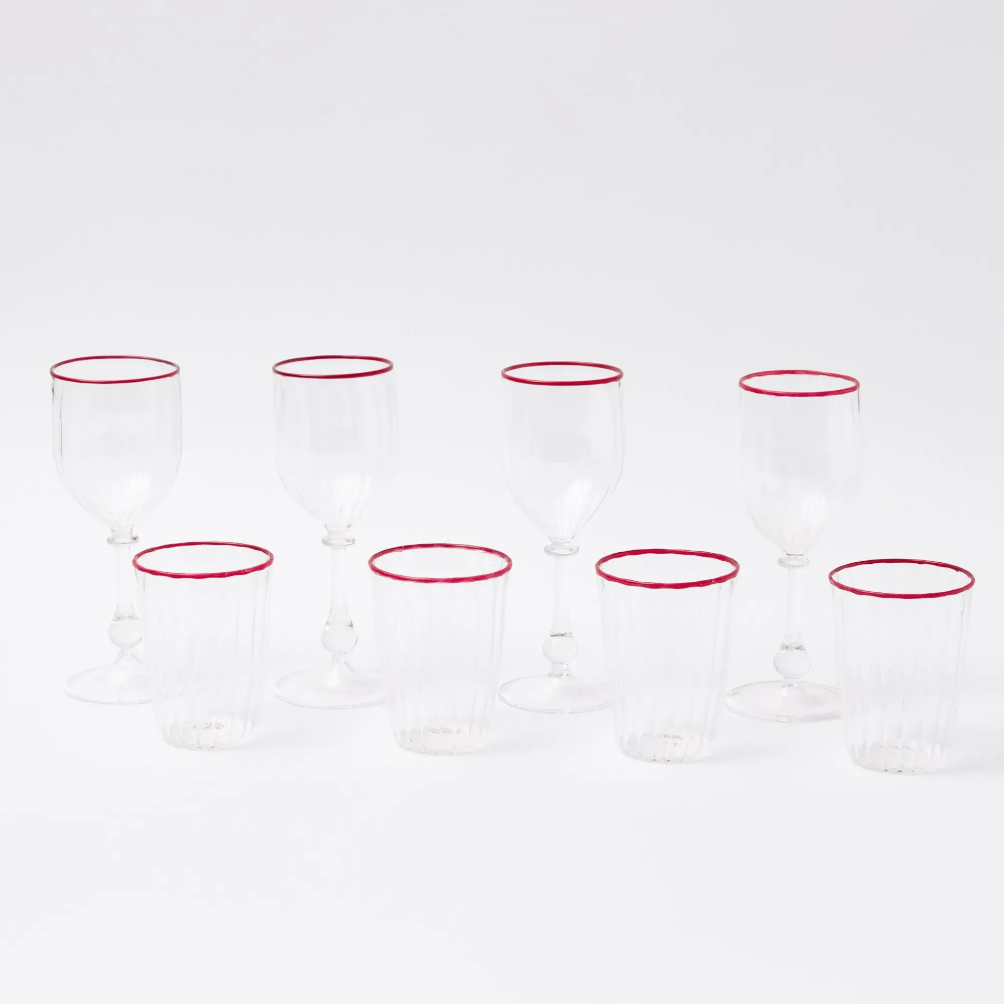 Red Rim Glassware (Set Of 8)|Mrs. Alice Discount