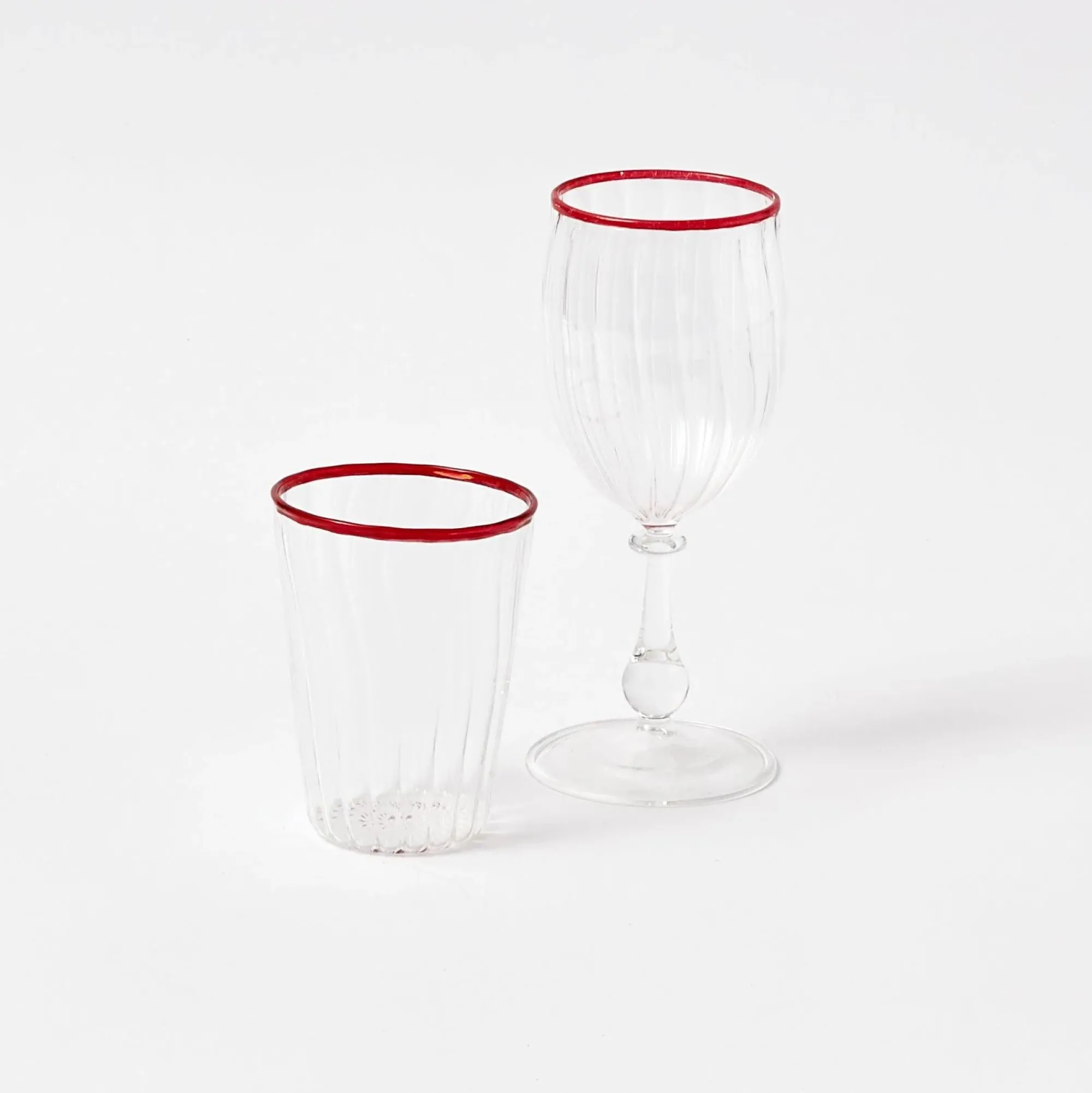 Red Rim Wine Glasses (Set Of 4)|Mrs. Alice Discount