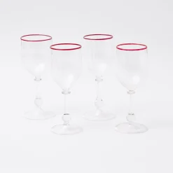 Red Rim Wine Glasses (Set Of 4)|Mrs. Alice Discount