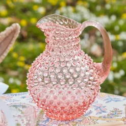 Rose Pink Hobnail Water Glasses & Jug Set|Mrs. Alice Clearance
