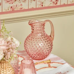 Rose Pink Hobnail Water Glasses & Jug Set|Mrs. Alice Clearance