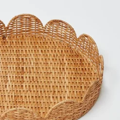 Round Rattan Scalloped Tray|Mrs. Alice