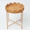 Round Scalloped Rattan Tray With Stand|Mrs. Alice Online