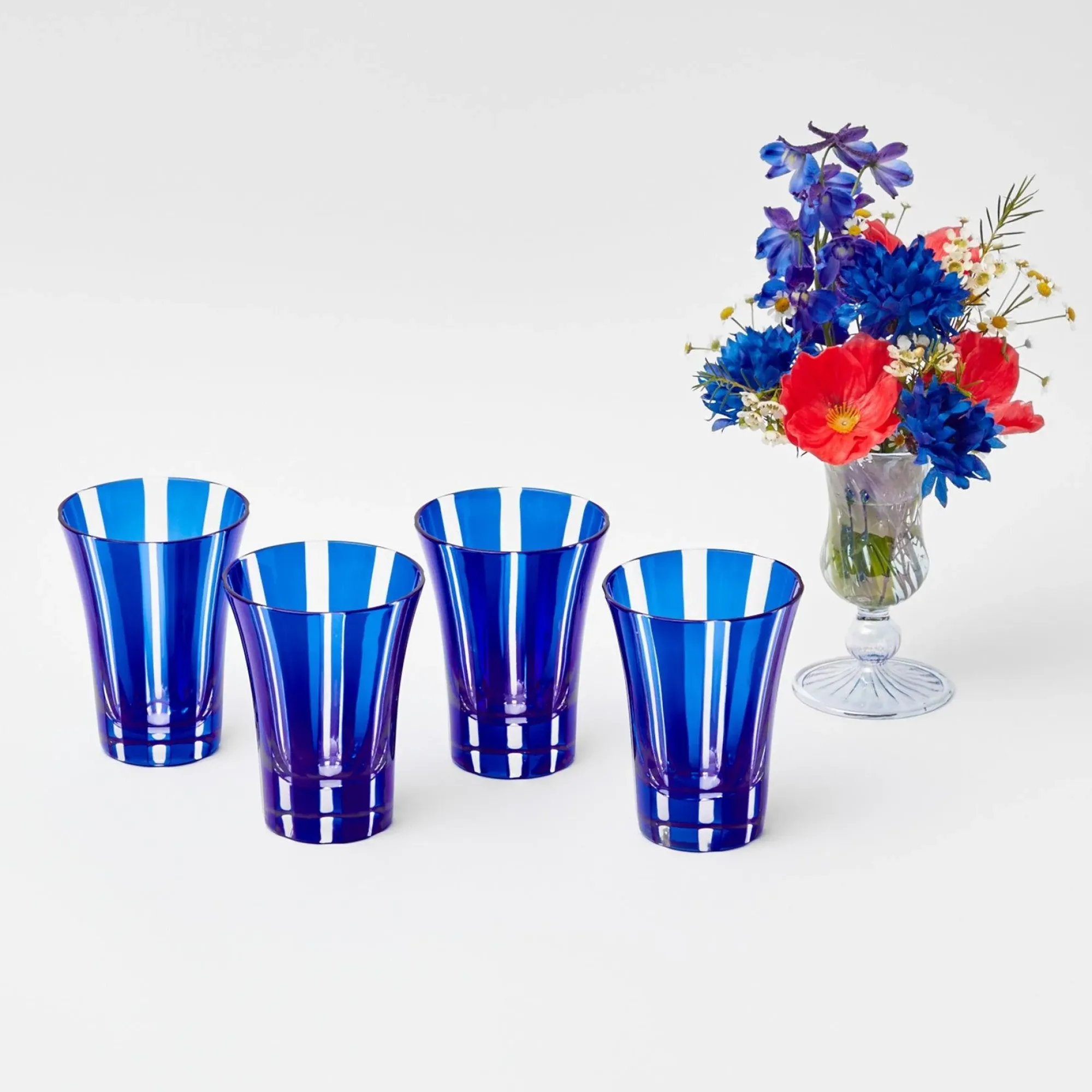Royal Blue Positano Glasses (Set Of 4)|Mrs. Alice Outlet