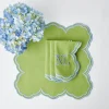 Serena Apple Green With Blue Napkins (Set Of 4)|Mrs. Alice