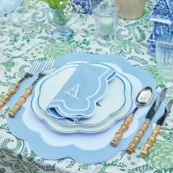 Serena Applique Blue Napkins (Set Of 4)|Mrs. Alice Discount