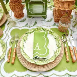 Serena Applique Green Napkins (Set Of 4)|Mrs. Alice